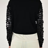 Maglia girocollo paillettes viscosa nero D93VN4224 NERO LALTRA|STORIA 