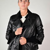Giacca chiodo over vera pelle GGGB231198 NERO LALTRA|STORIA 