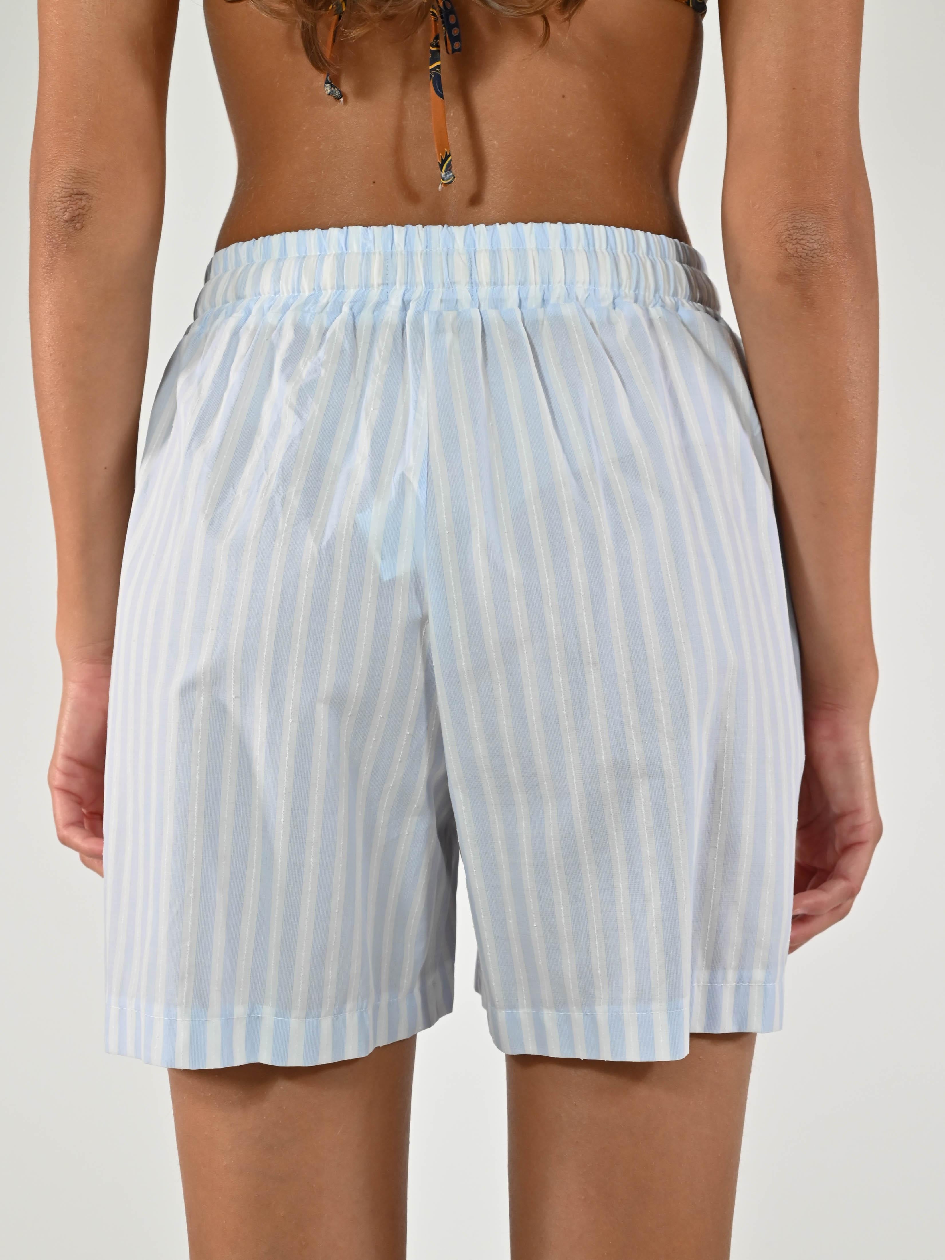 Shorts righe cotone C1PSOMPT7916 CELESTE LALTRA|STORIA 
