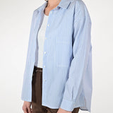 Camicia lunga tasca in cotone riga blu VBPE1561536 RIGA BLU LALTRA|STORIA 