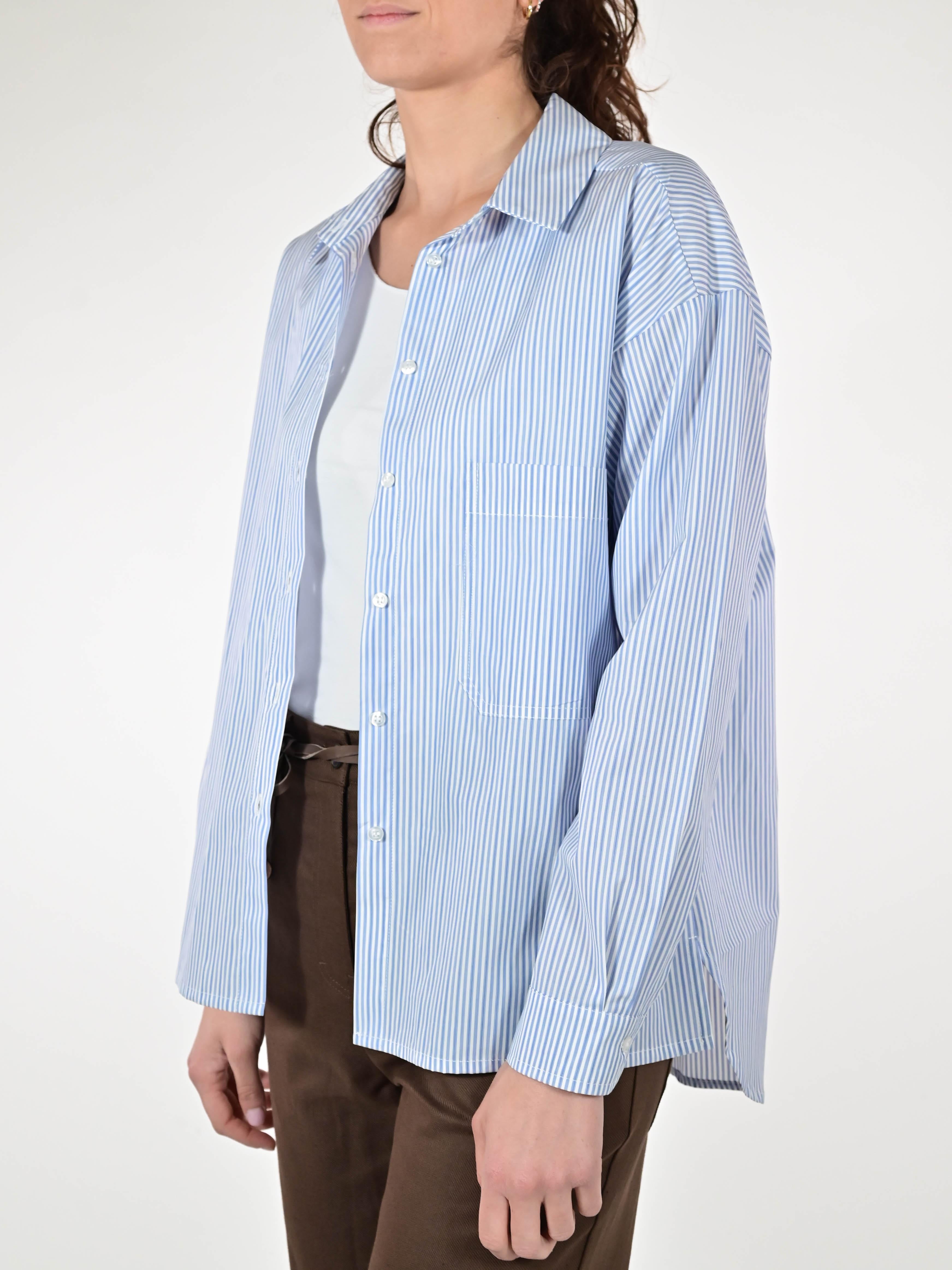 Camicia lunga tasca in cotone riga blu VBPE1561536 RIGA BLU LALTRA|STORIA 