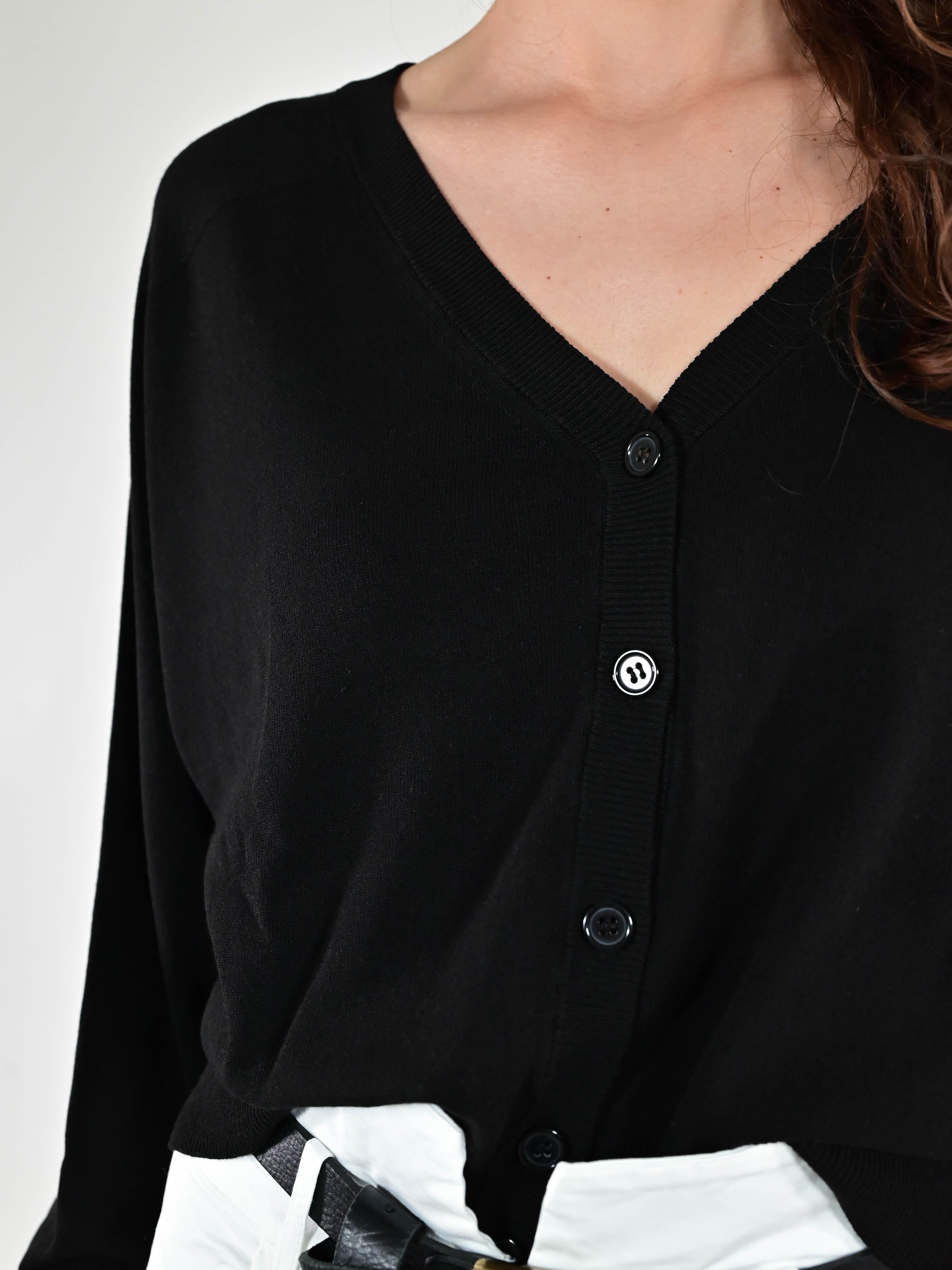 Cardigan bottoni viscosa nero D93VN5323 NERO LALTRA|STORIA 