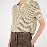 Maglia polo traforata lino-viscosa corda D93VN4729 CORDA LALTRA|STORIA 