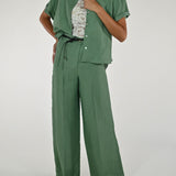 Pantalone palazzo cangiante lino salvia CPPE25432434 SALVIA LALTRA|STORIA 