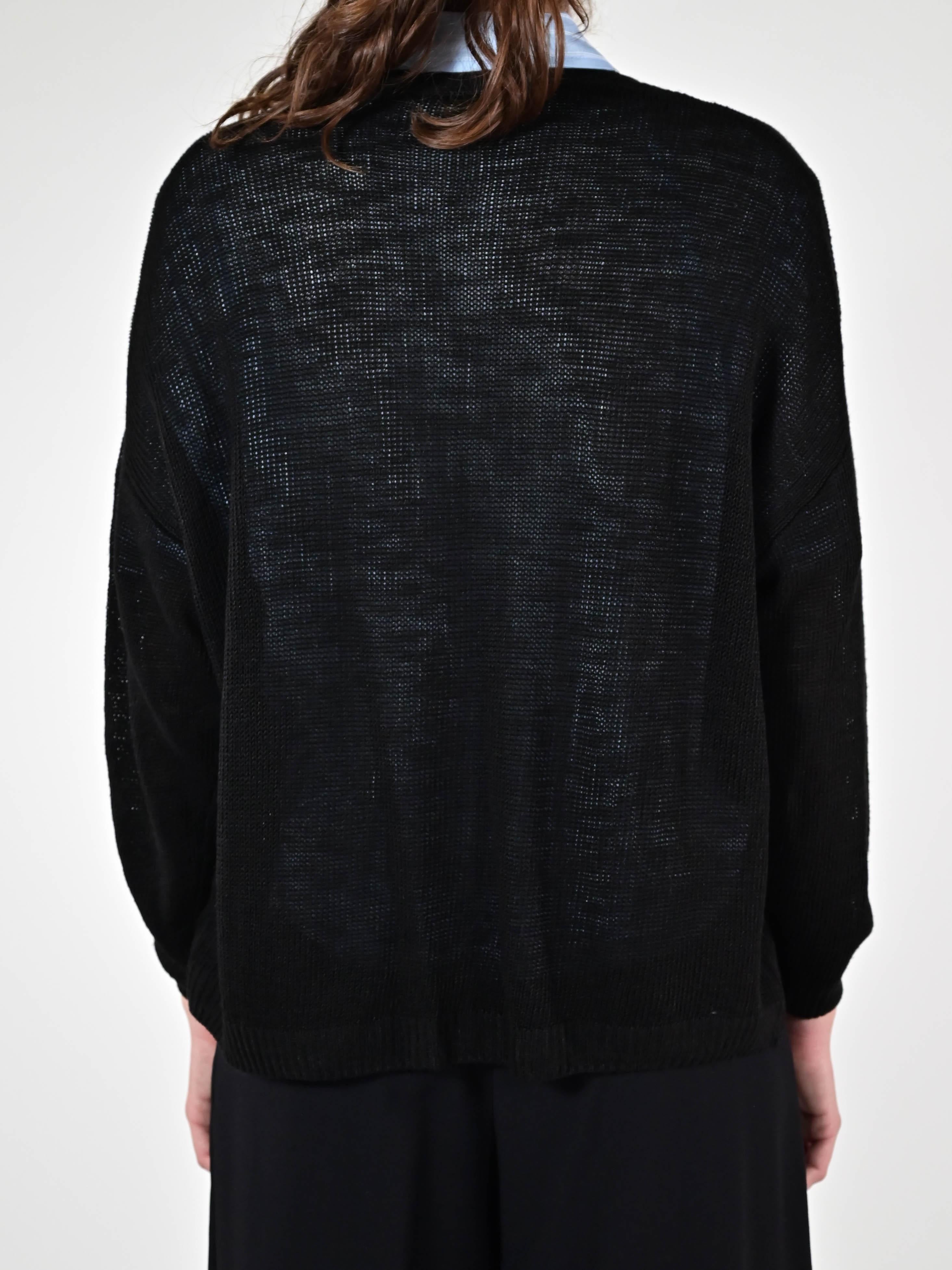 Cardigan filato aperto lino-viscosa nero D93VN4628 NERO LALTRA|STORIA 