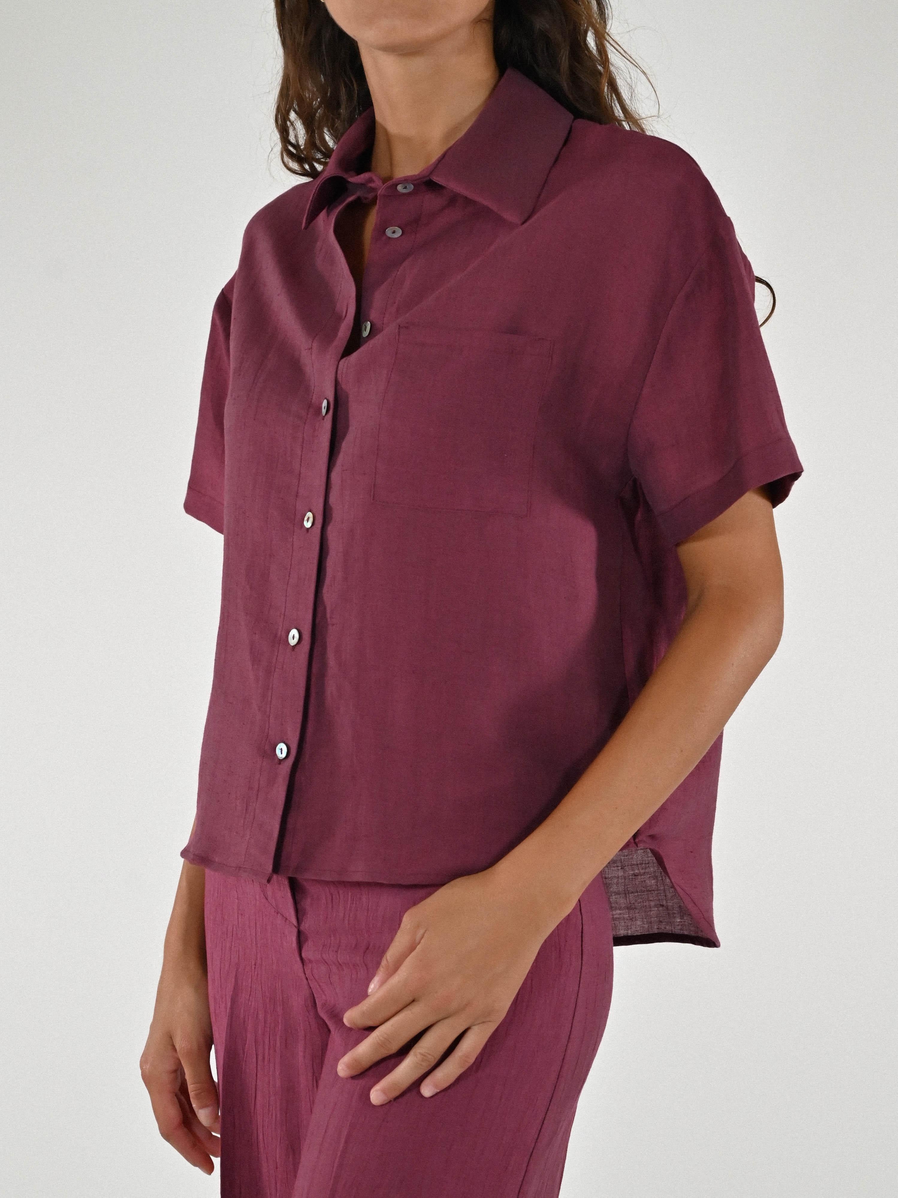 Camicia taschino cangiante lino india CPPE25263932 INDIA LALTRA|STORIA 