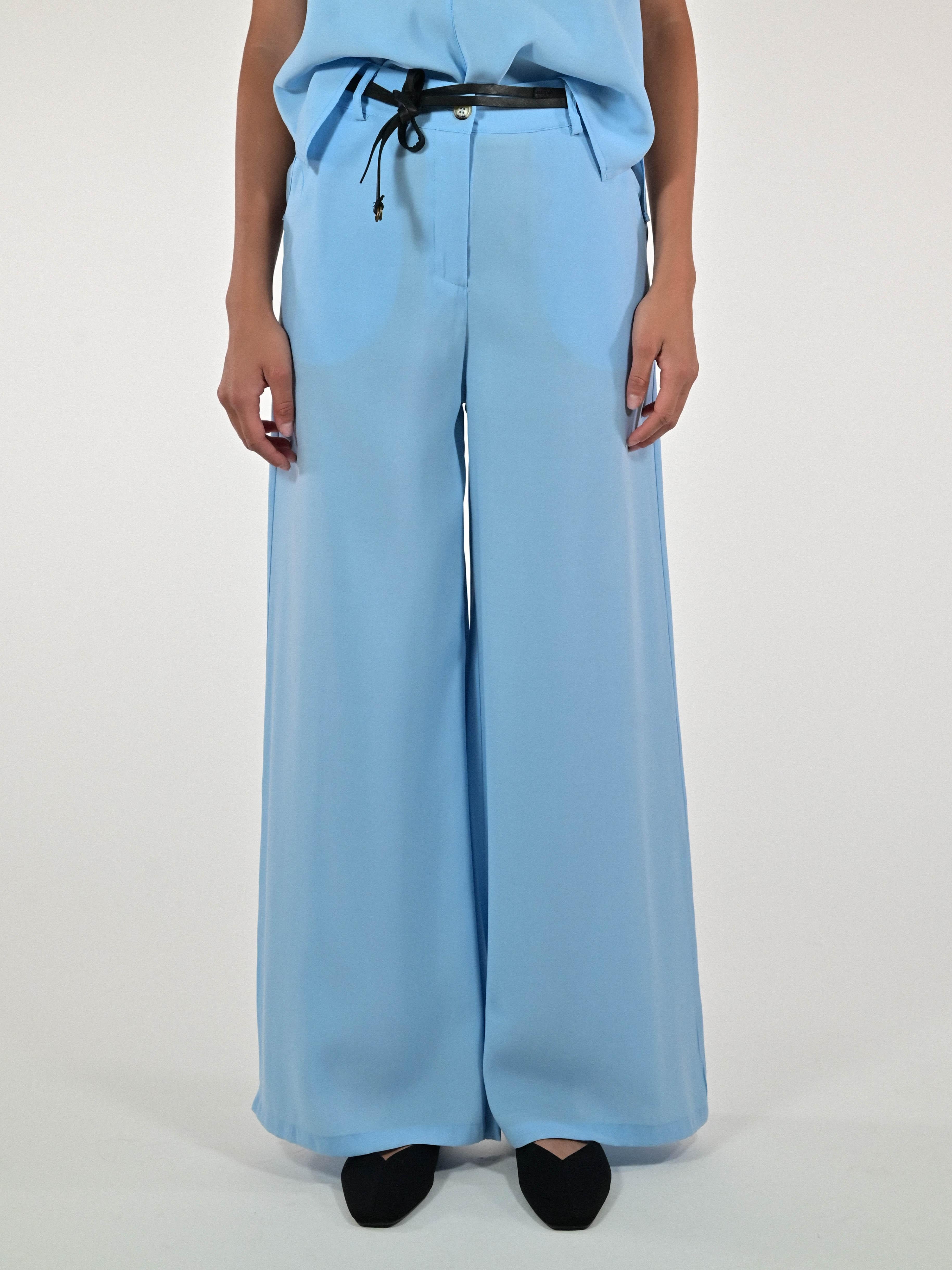 Pantalone palazzo modal celeste P1105728 CELESTE LALTRA|STORIA 