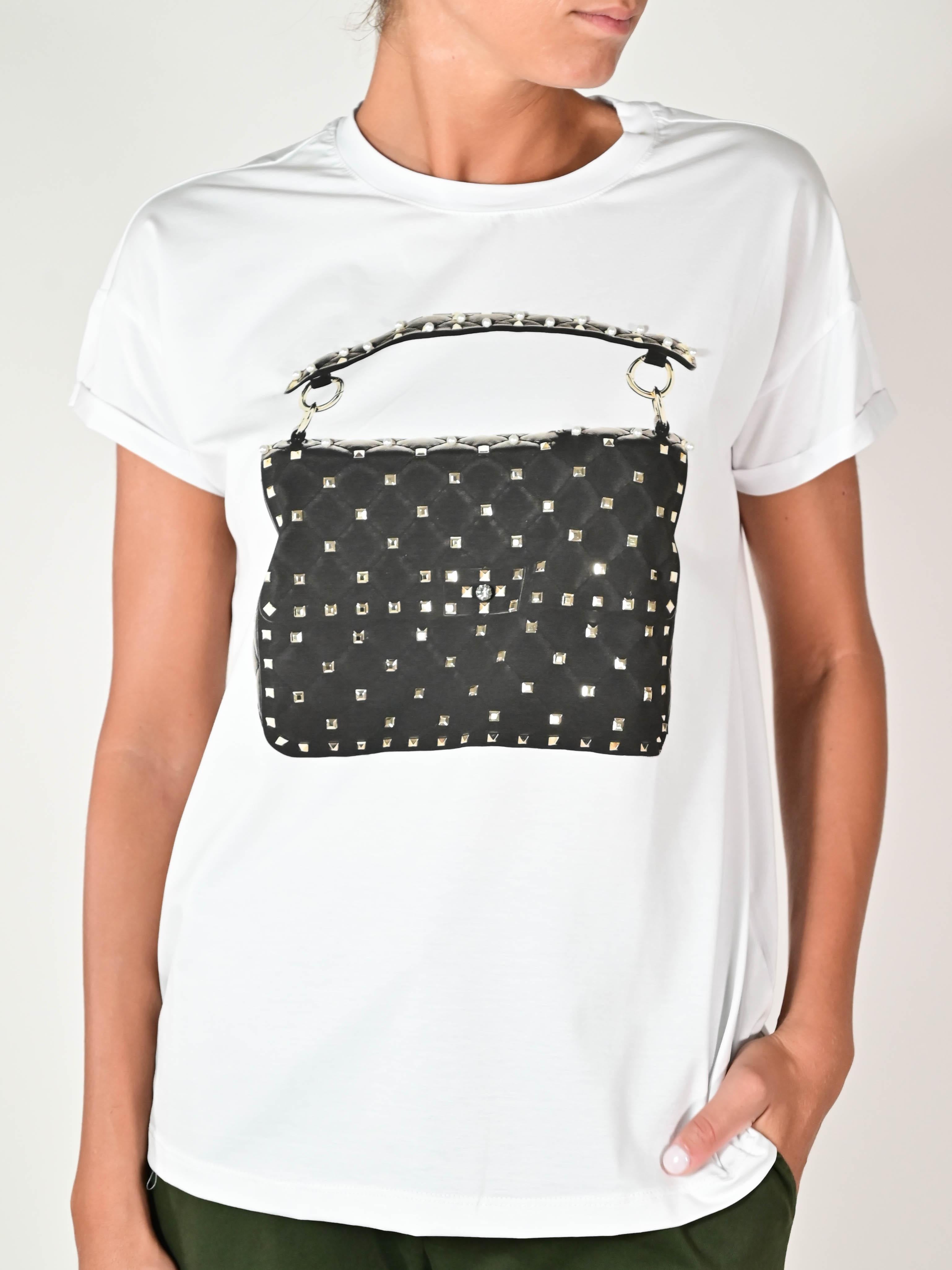 Maglia borsa con applicazioni cotone M1488-T115S443BI23 BIANCO LALTRA|STORIA 