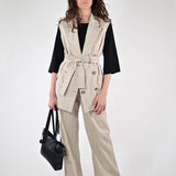 Gilet gessato cotone beige G1091152 BEIGE LALTRA|STORIA 