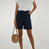 Bermuda risvolto cotone blu P1115816 BLU LALTRA|STORIA 