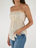 Top bottoni cotone beige
