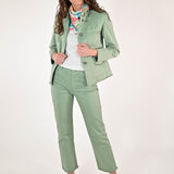 Pantalone slim in gabardine cotone verde salvia P1091029 VERDE SALVIA LALTRA|STORIA 