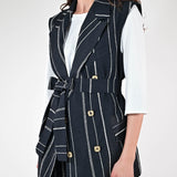 Gilet gessato cotone nero G1091152 NERO LALTRA|STORIA 
