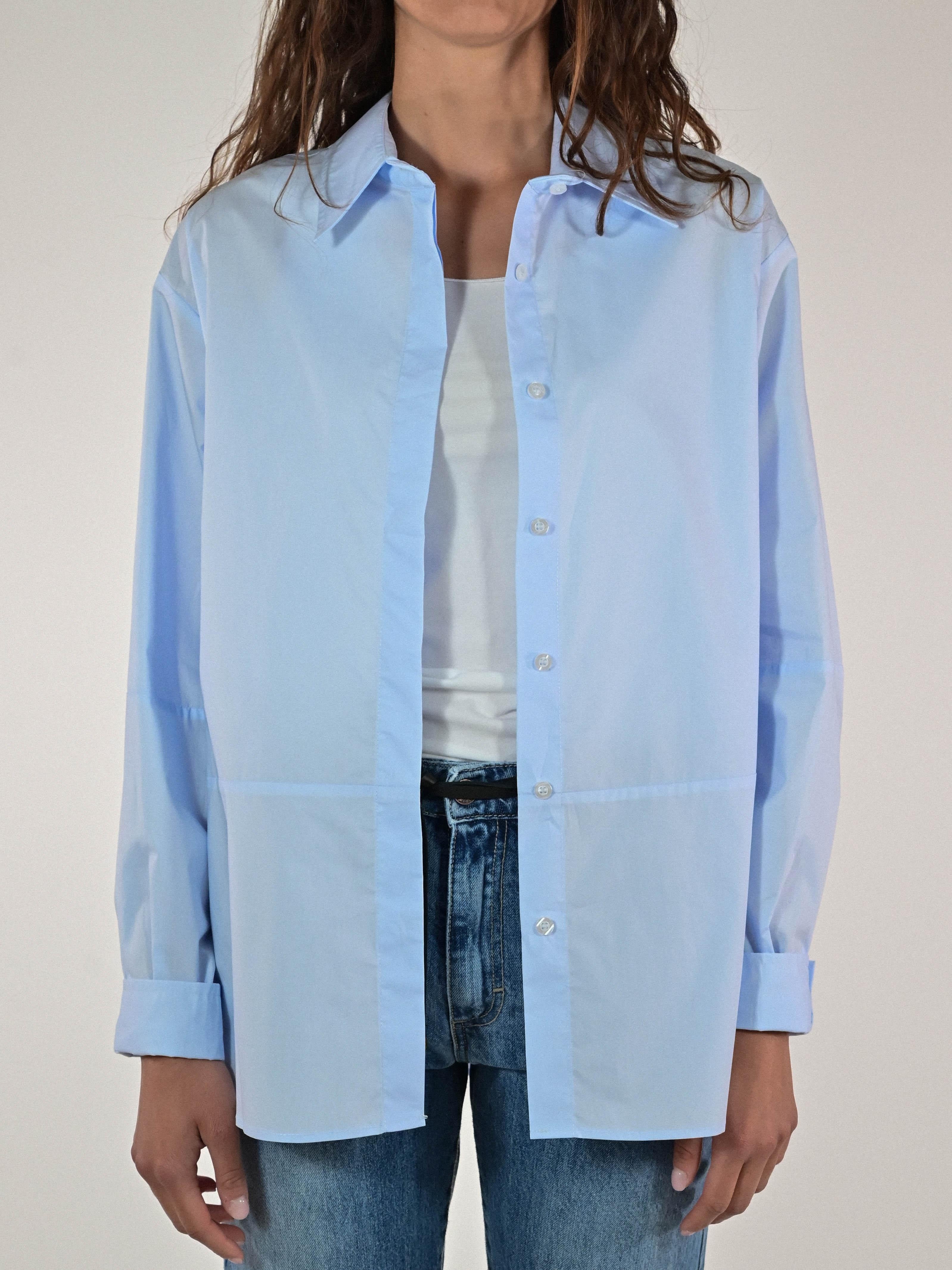 Camicia con taglio cotone celeste C6042-NT-BAS22 CELESTE LALTRA|STORIA 