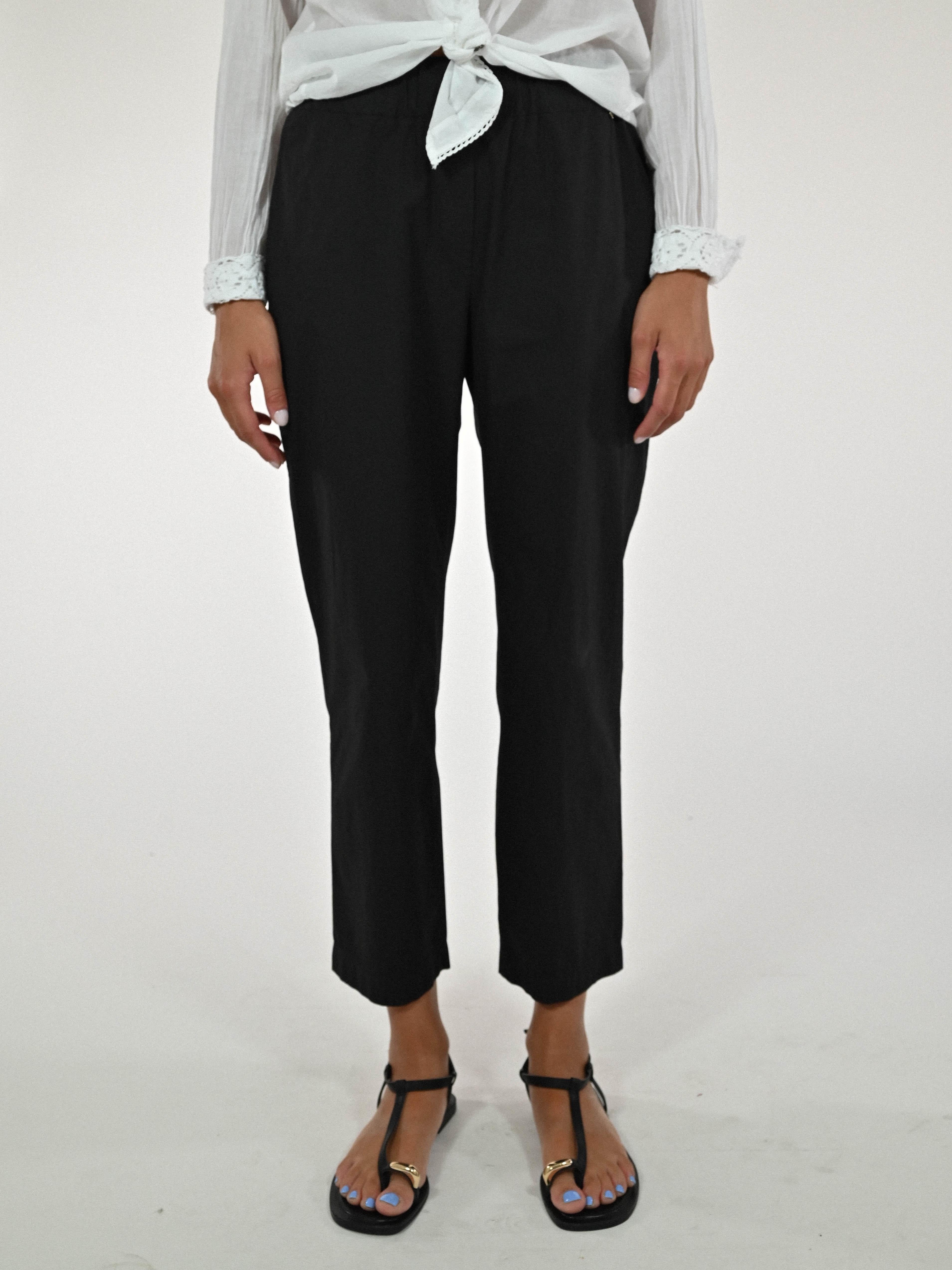 Pantalone elastico vita cotone nero P1107023 NERO LALTRA|STORIA 