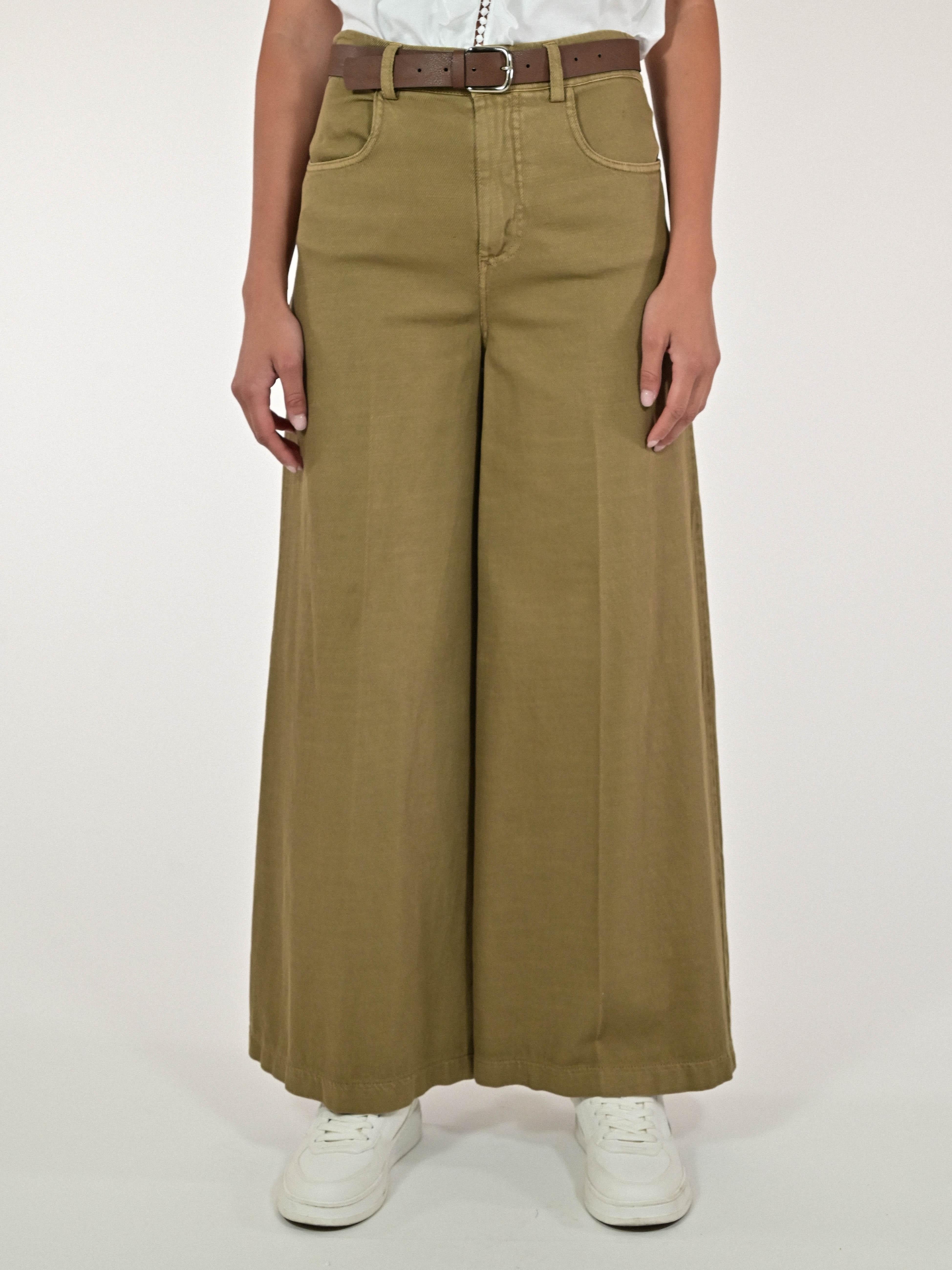 Pantalone palazzo con cinta cotone militare CPPE25420632 MILITARE LALTRA|STORIA 