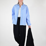 Camicia pieghe manica in cotone azzurro C663425 RIGA AZZURRO LALTRA|STORIA 