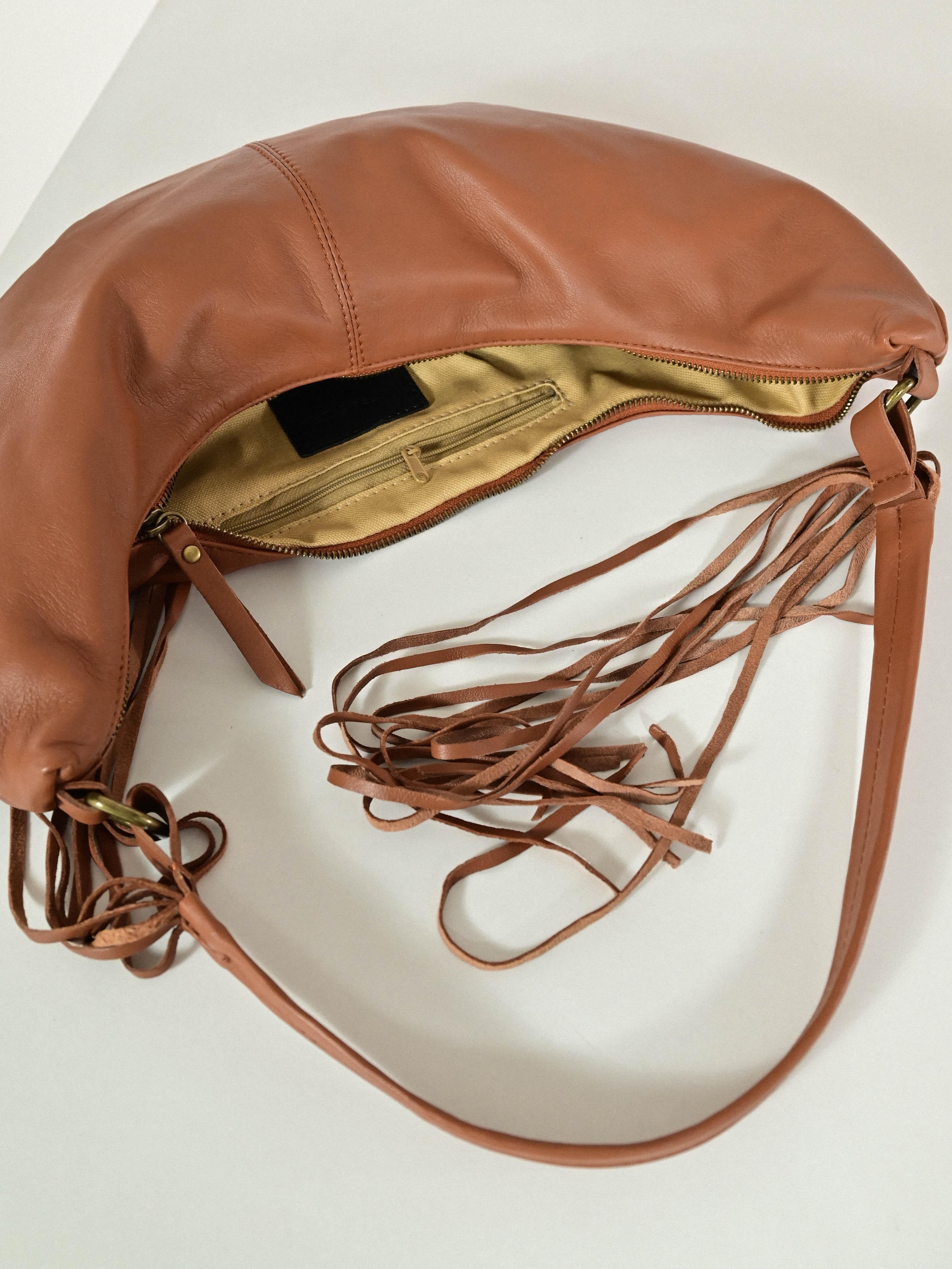 Borsa marsupio frange vera pelle cuoio GGAR12028 CUOIO LALTRA|STORIA 