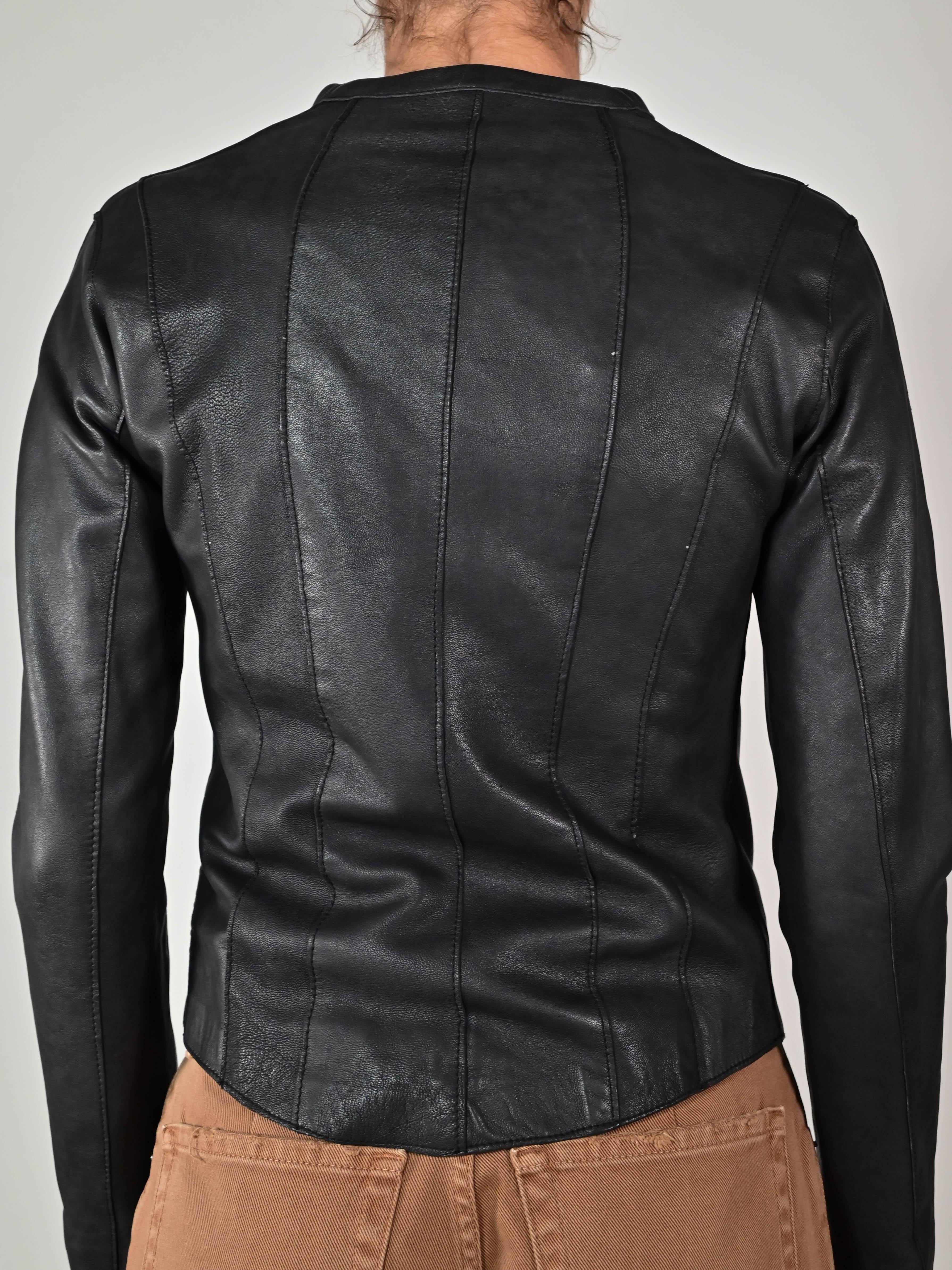 Giacchina spicchi vera pelle nera BHHA-0089FD79 NERO LALTRA|STORIA 