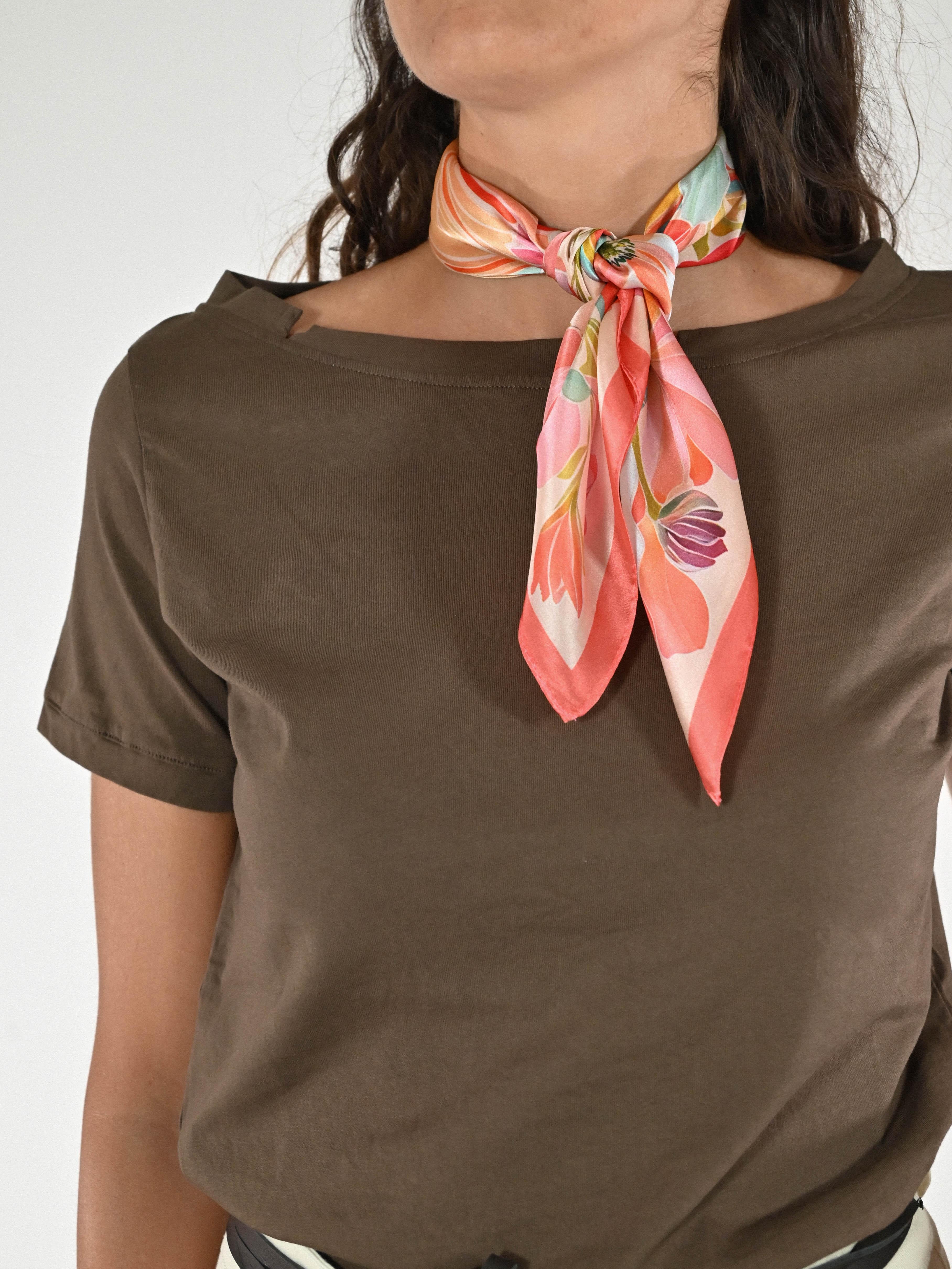 Foulard fantasia seta corallo KS-24334 CORALLO LALTRA|STORIA 