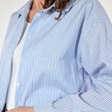 Camicia lunga tasca in cotone riga blu VBPE1561536 RIGA BLU LALTRA|STORIA 