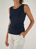 Canotta spalla larga cotone blu