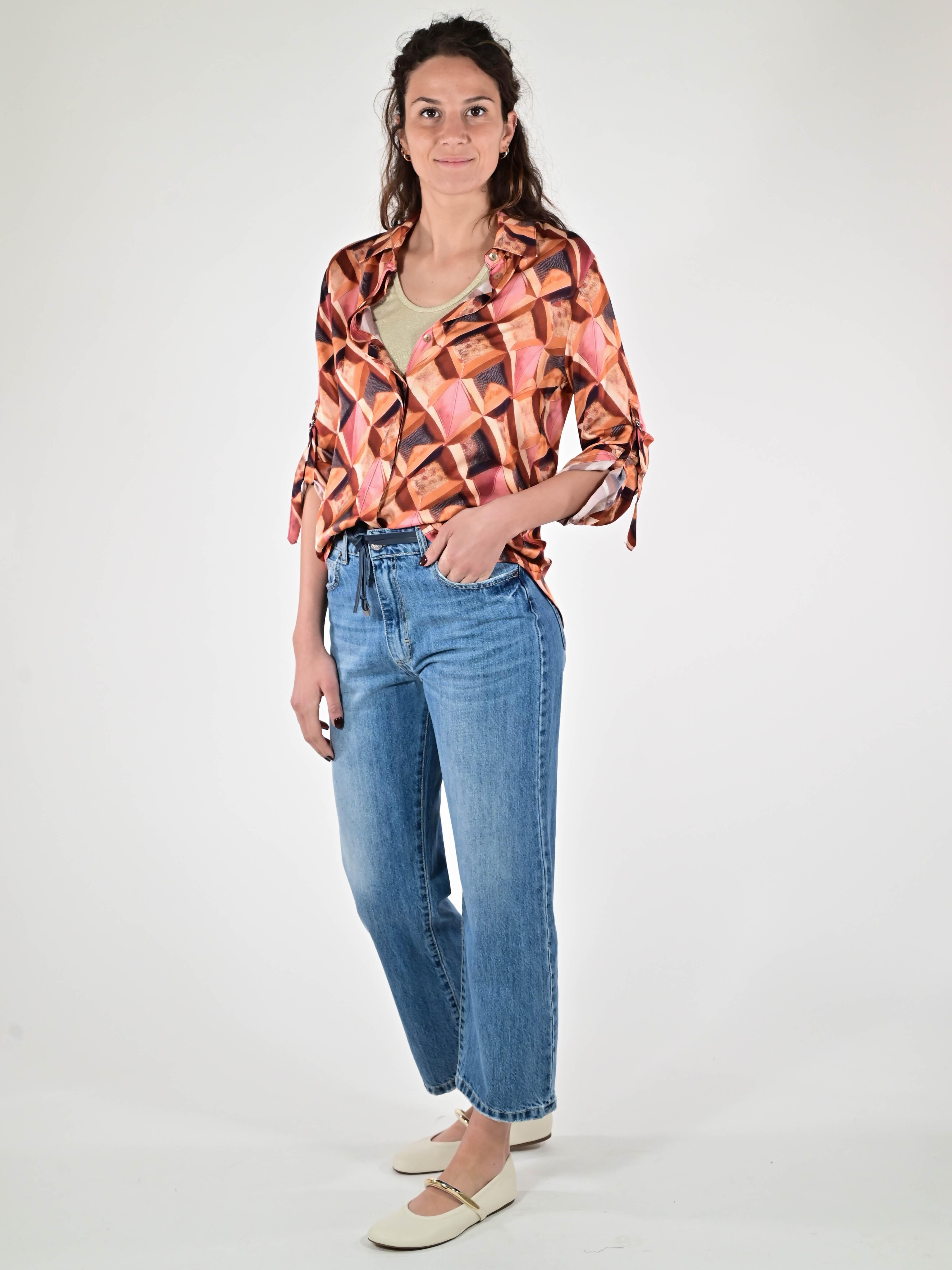 Camicia raso stampa viscosa C1097335 BLUSH LALTRA|STORIA 