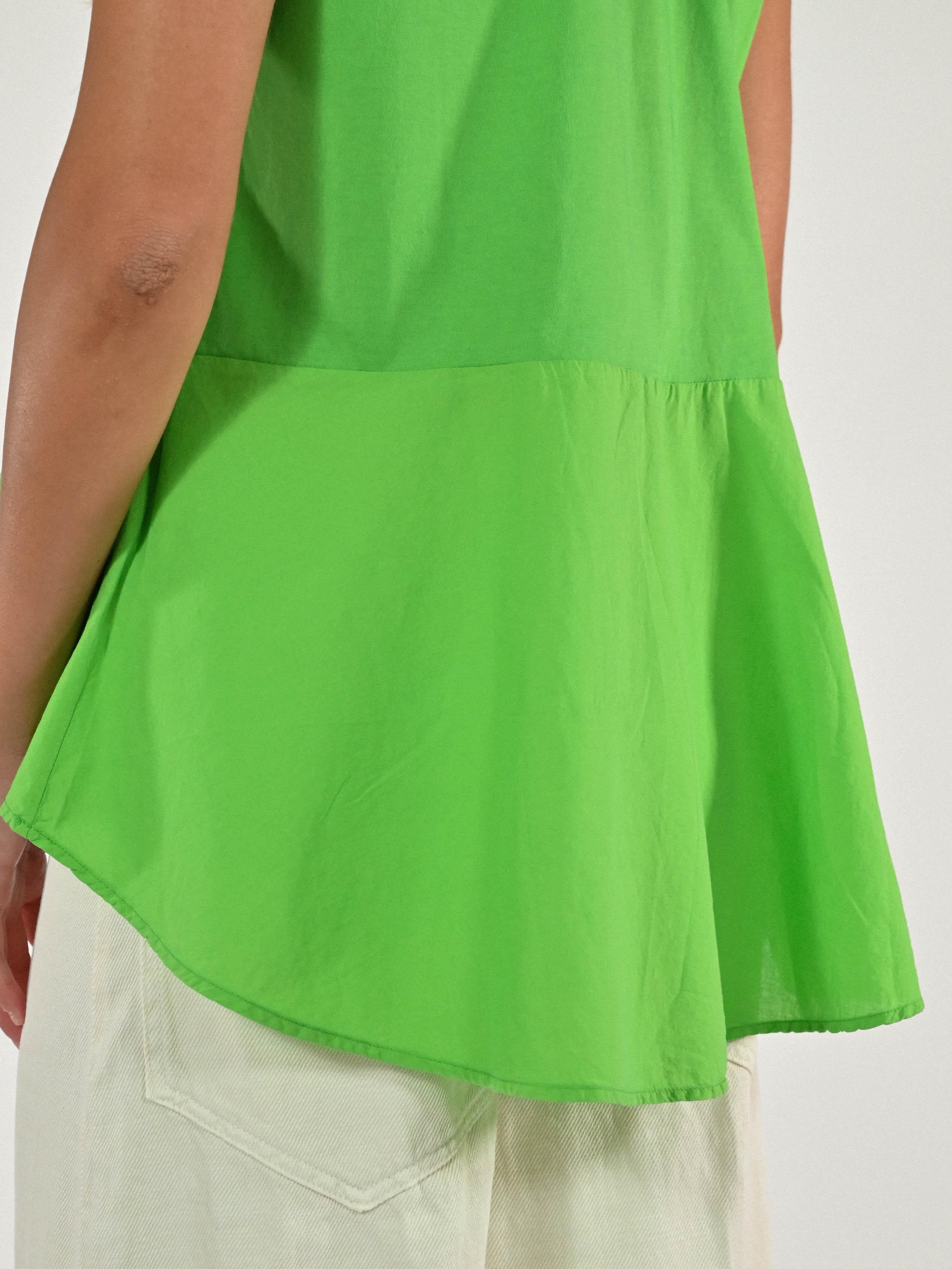 T-shirt scollo V frappa cotone verde M1117-36-SW/BAS6 VERDE LALTRA|STORIA 