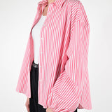 Camicia pieghe manica in cotone rossa C663425 RIGA ROSSA LALTRA|STORIA 