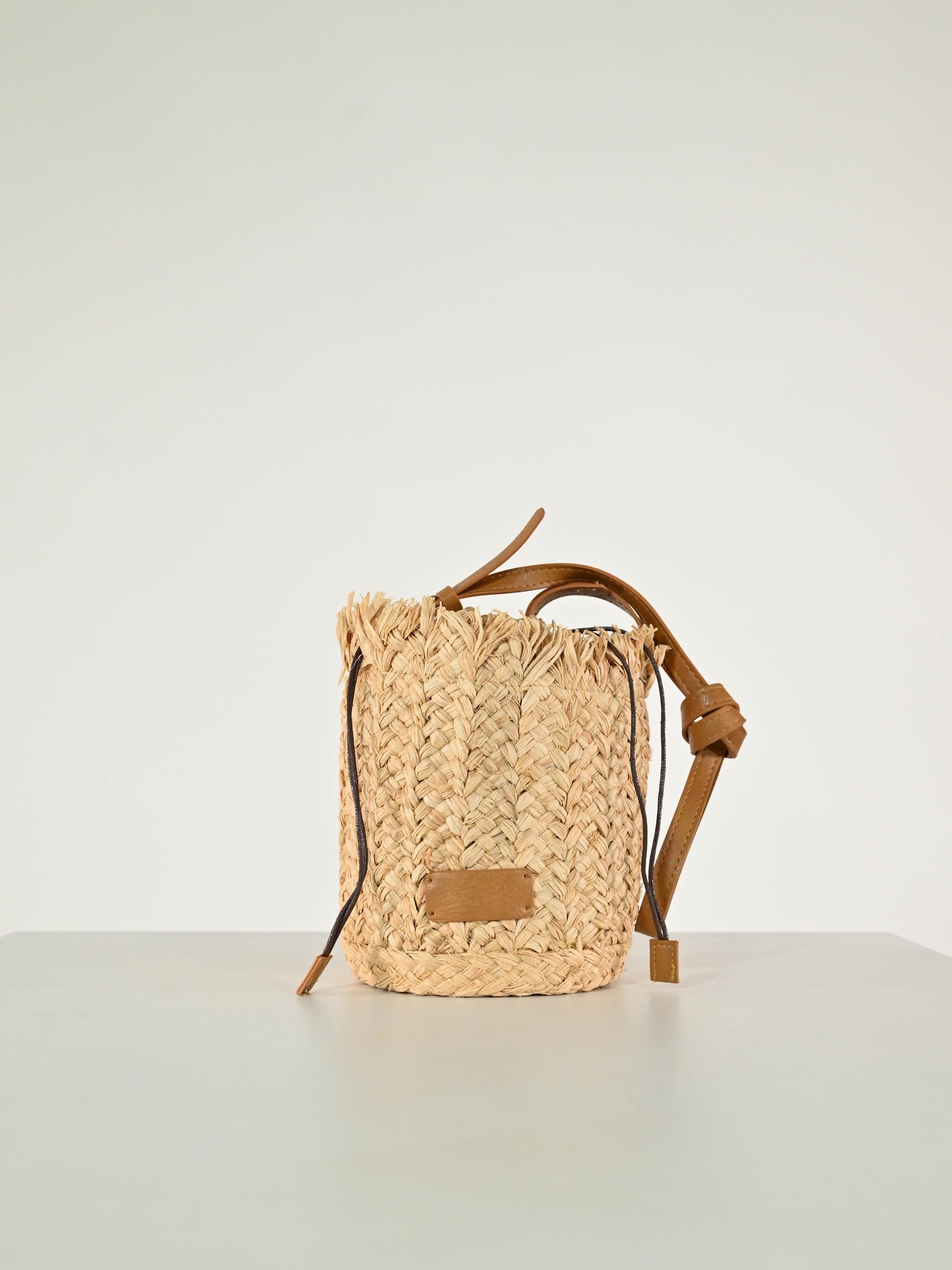 Borsa mini secchiello frange burro AMGC018 BURRO LALTRA|STORIA 