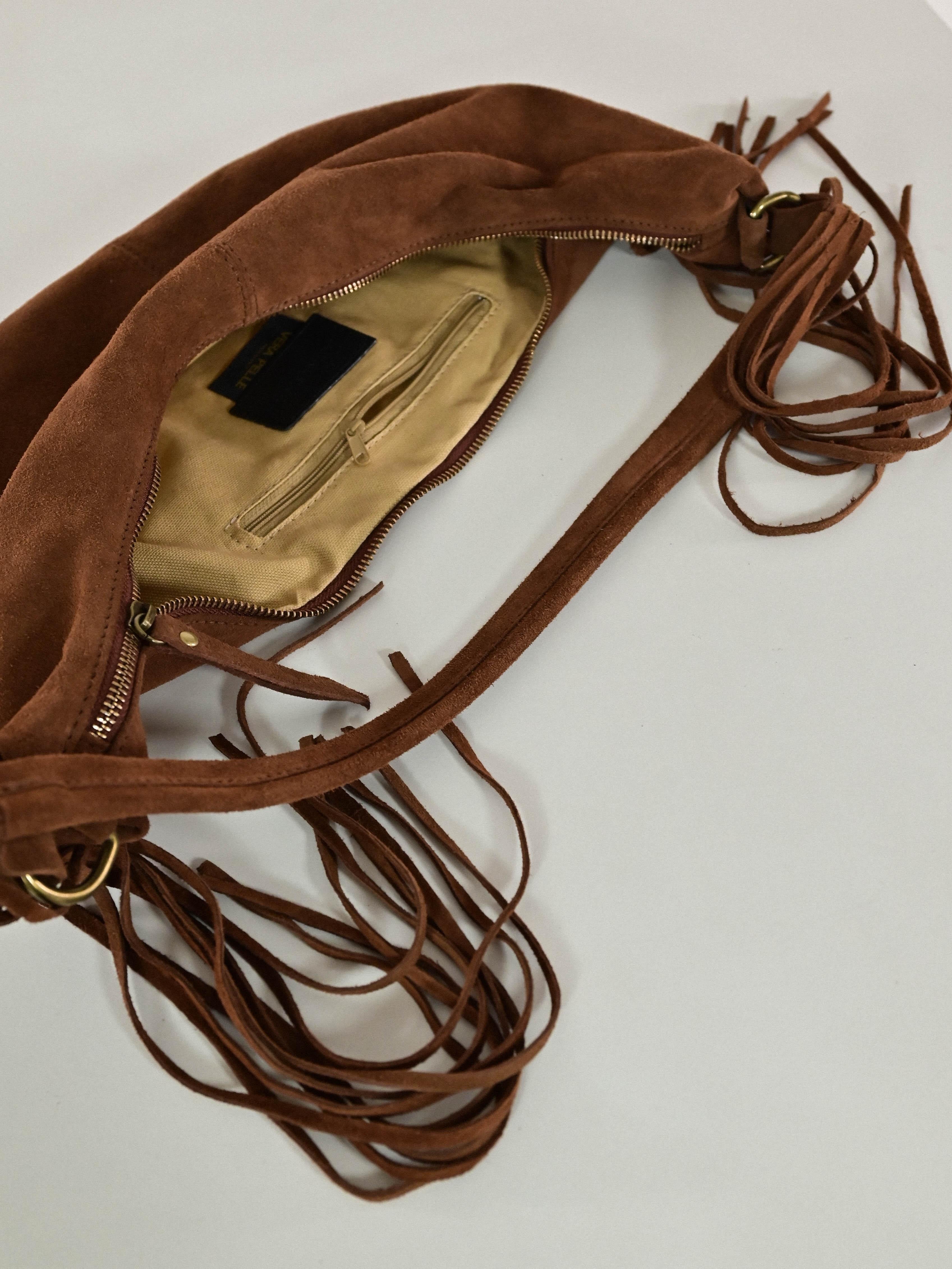 Borsa marsupio frange camoscio cuoio GGAR120C33 CUOIO LALTRA|STORIA 