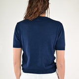 Maglia girocollo rasata a maniche corte blu E-2522519 BLU LALTRA|STORIA 