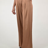 Pantalone palazzo raso viscosa mocha mou P1097224 MOCHA MOUSSE LALTRA|STORIA 
