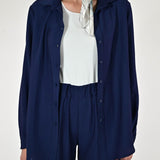 Camicia bottoni viscosa blu C1093130 BLU LALTRA|STORIA 