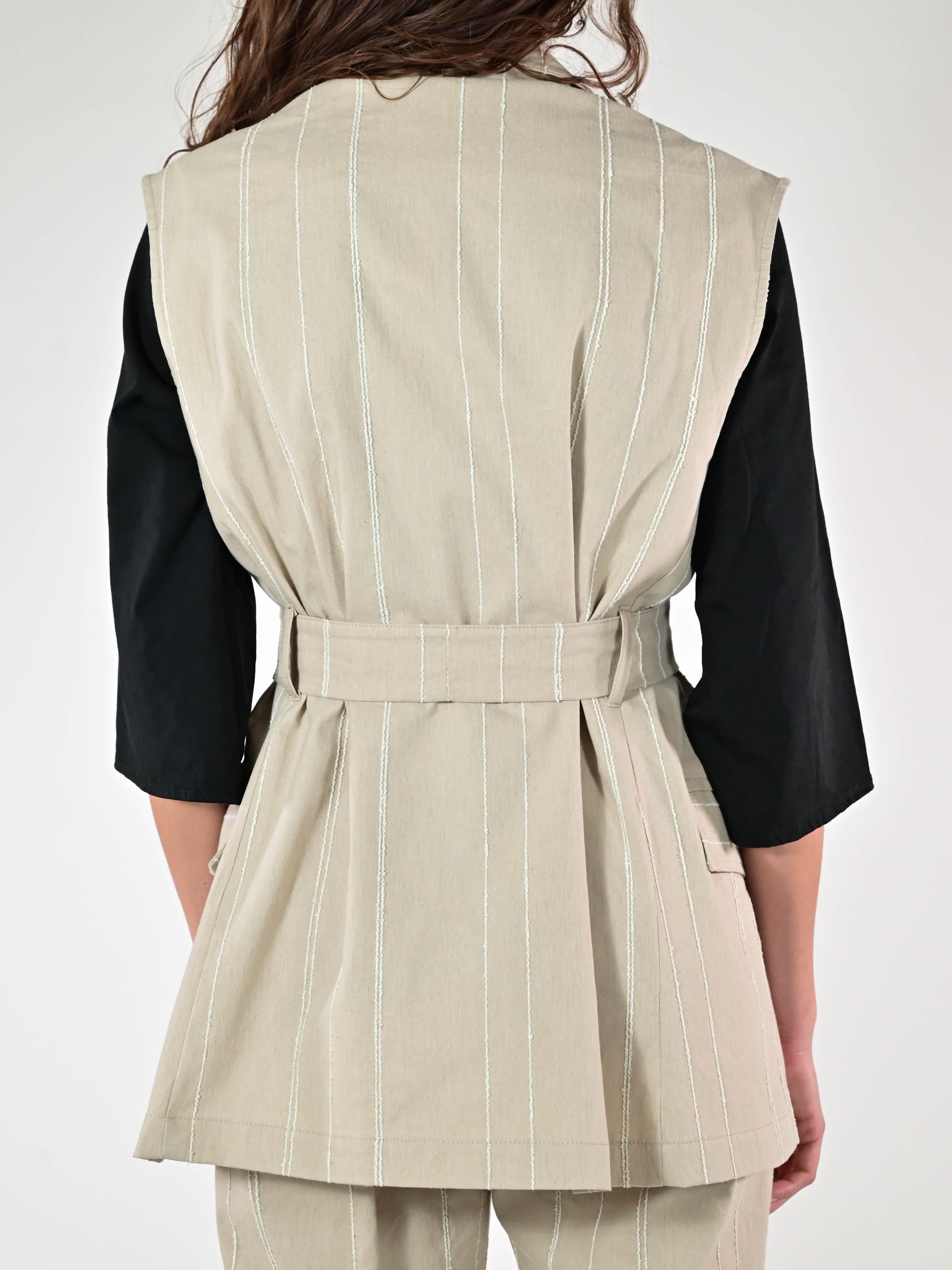 Gilet gessato cotone beige G1091152 BEIGE LALTRA|STORIA 