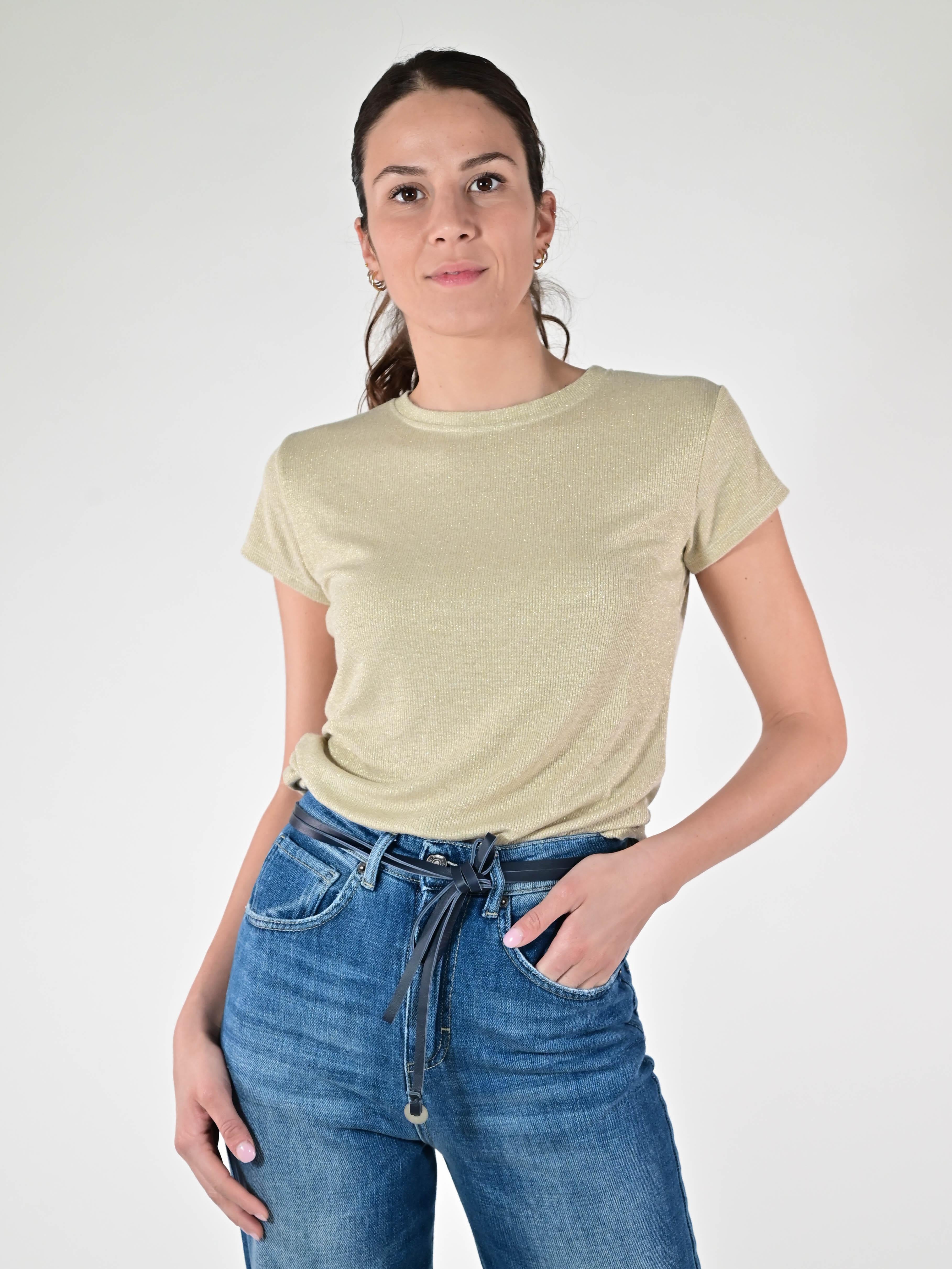 Maglia coste lurex manica corta oro JS19598/9178 ORO LALTRA|STORIA 