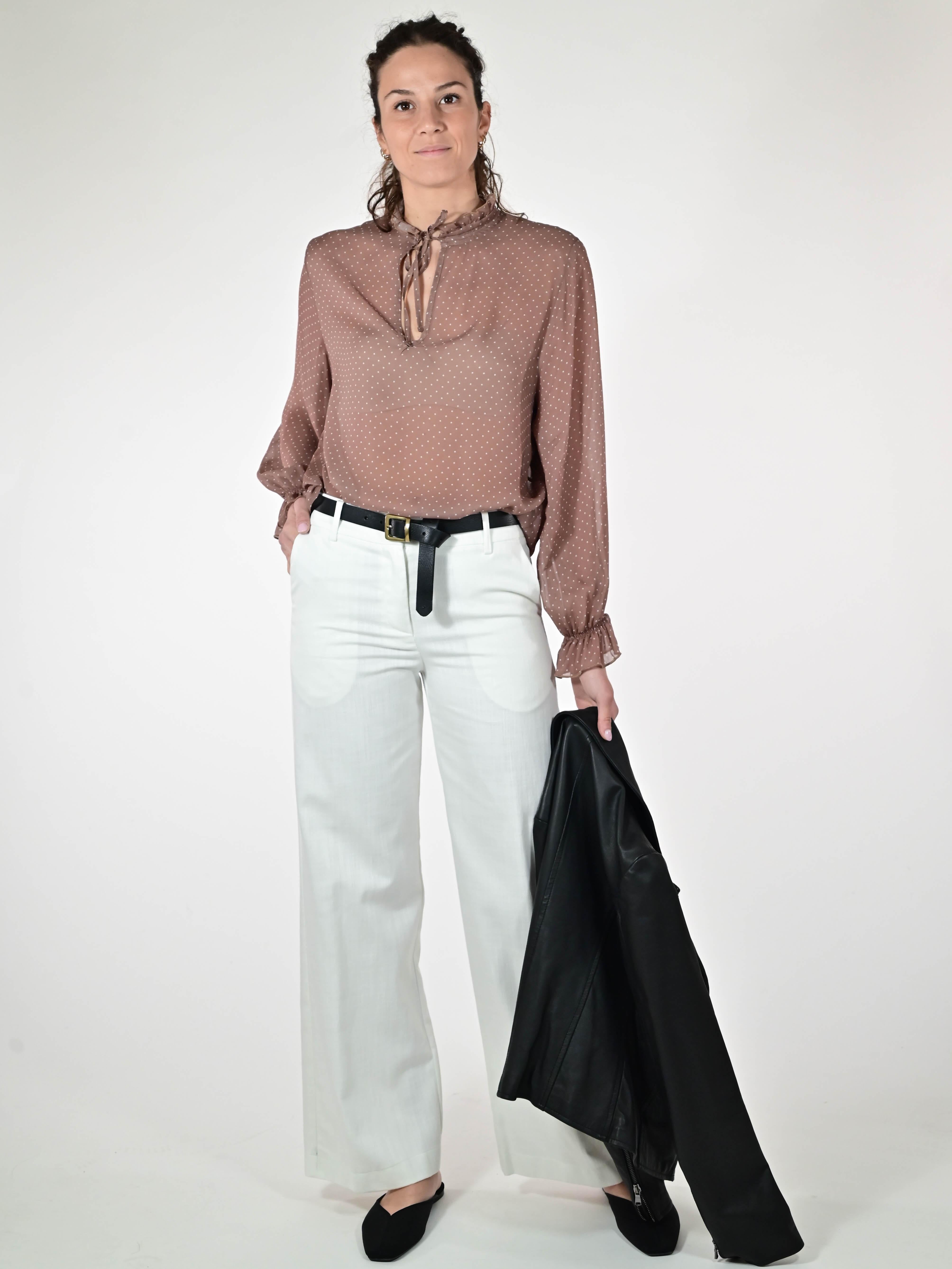 Camicia frappa pois viscosa mocha mou C1101531 MOCHA MOUSSE LALTRA|STORIA 