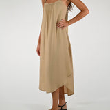 Abito spacchi laterali viscosa beige VB5561330 BEIGE LALTRA|STORIA 