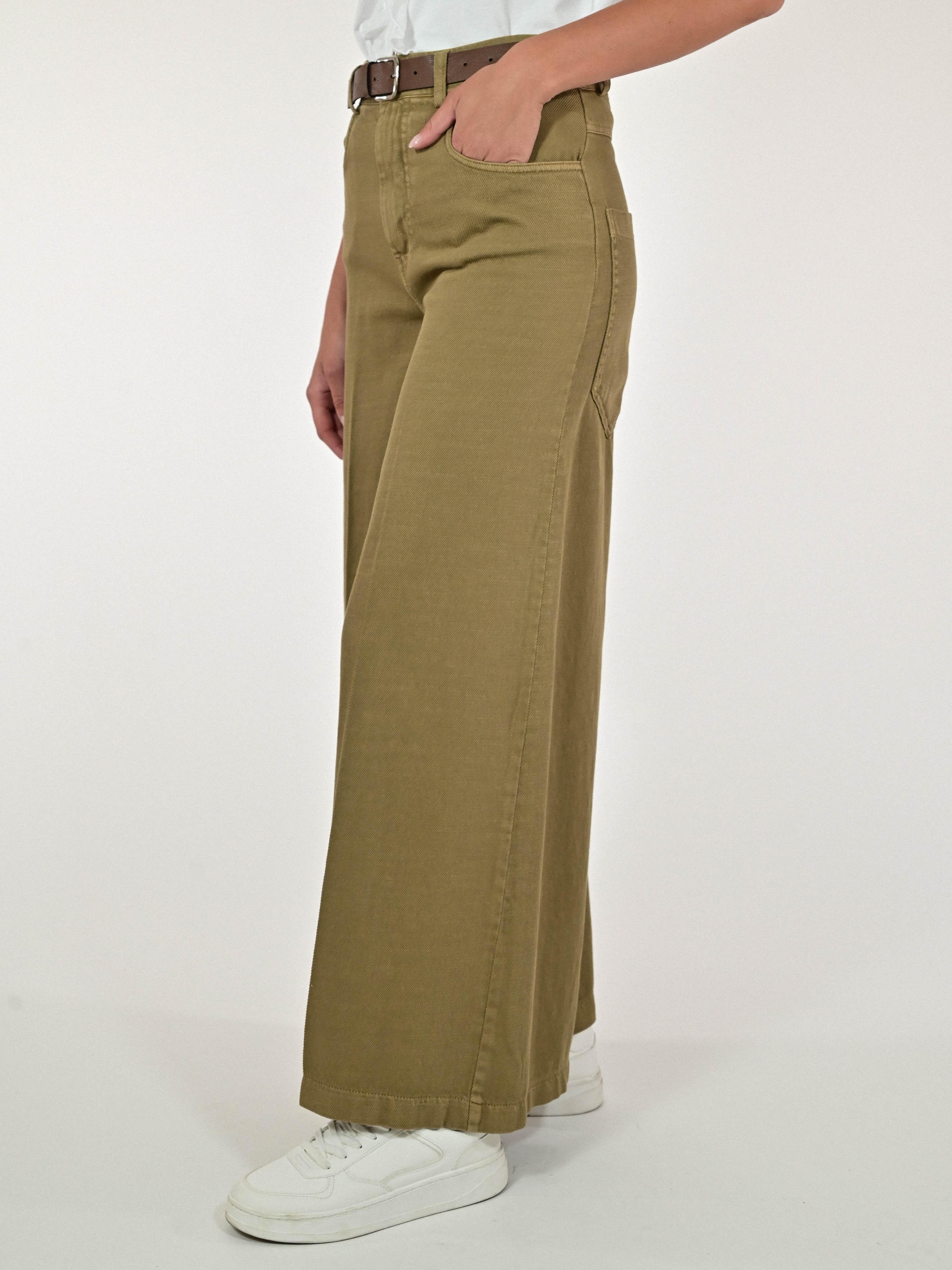 Pantalone palazzo con cinta cotone militare CPPE25420632 MILITARE LALTRA|STORIA 