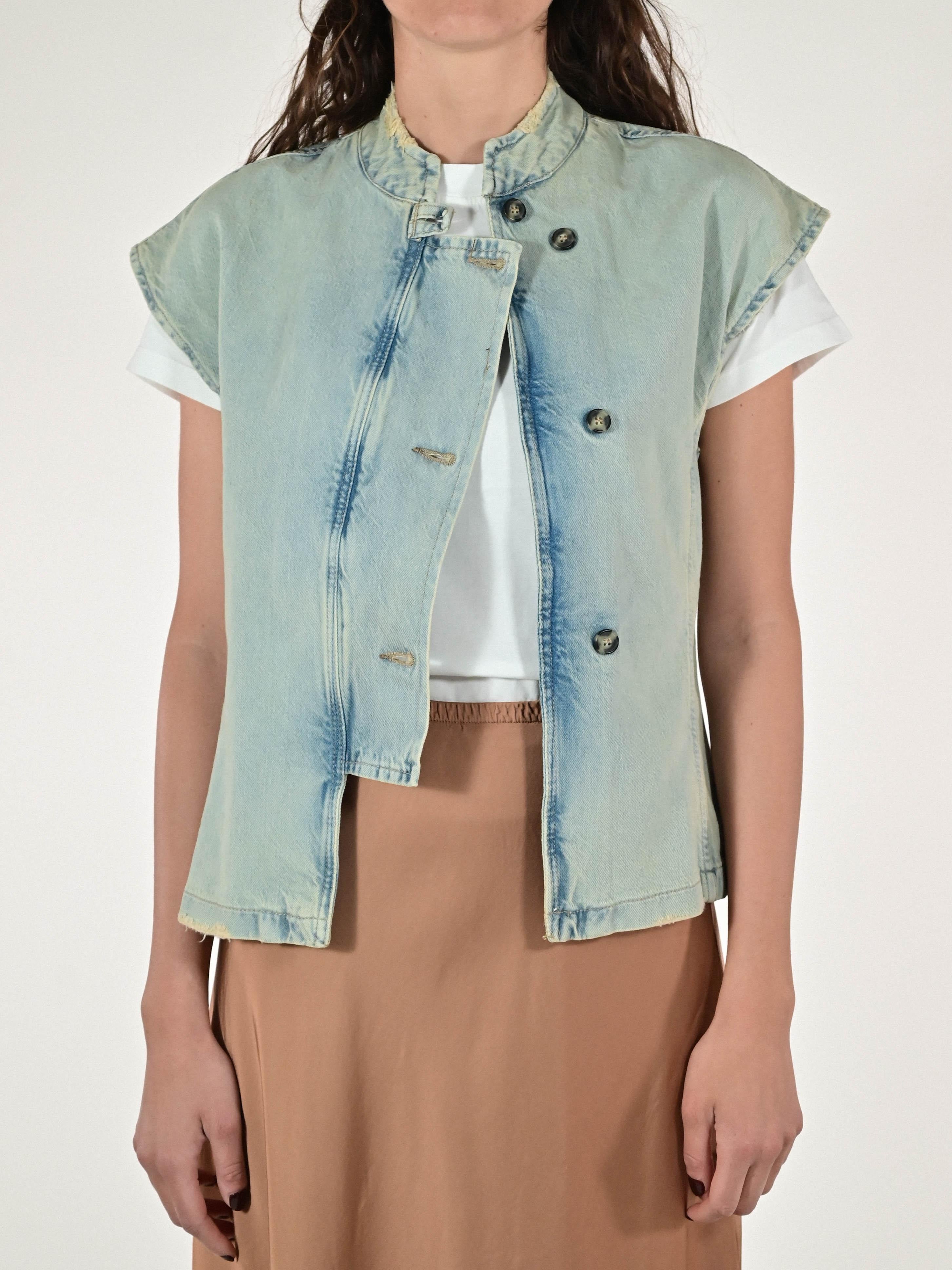 Gilet jeans collo coreana cotone BL380-661C32 DENIM LALTRA|STORIA 