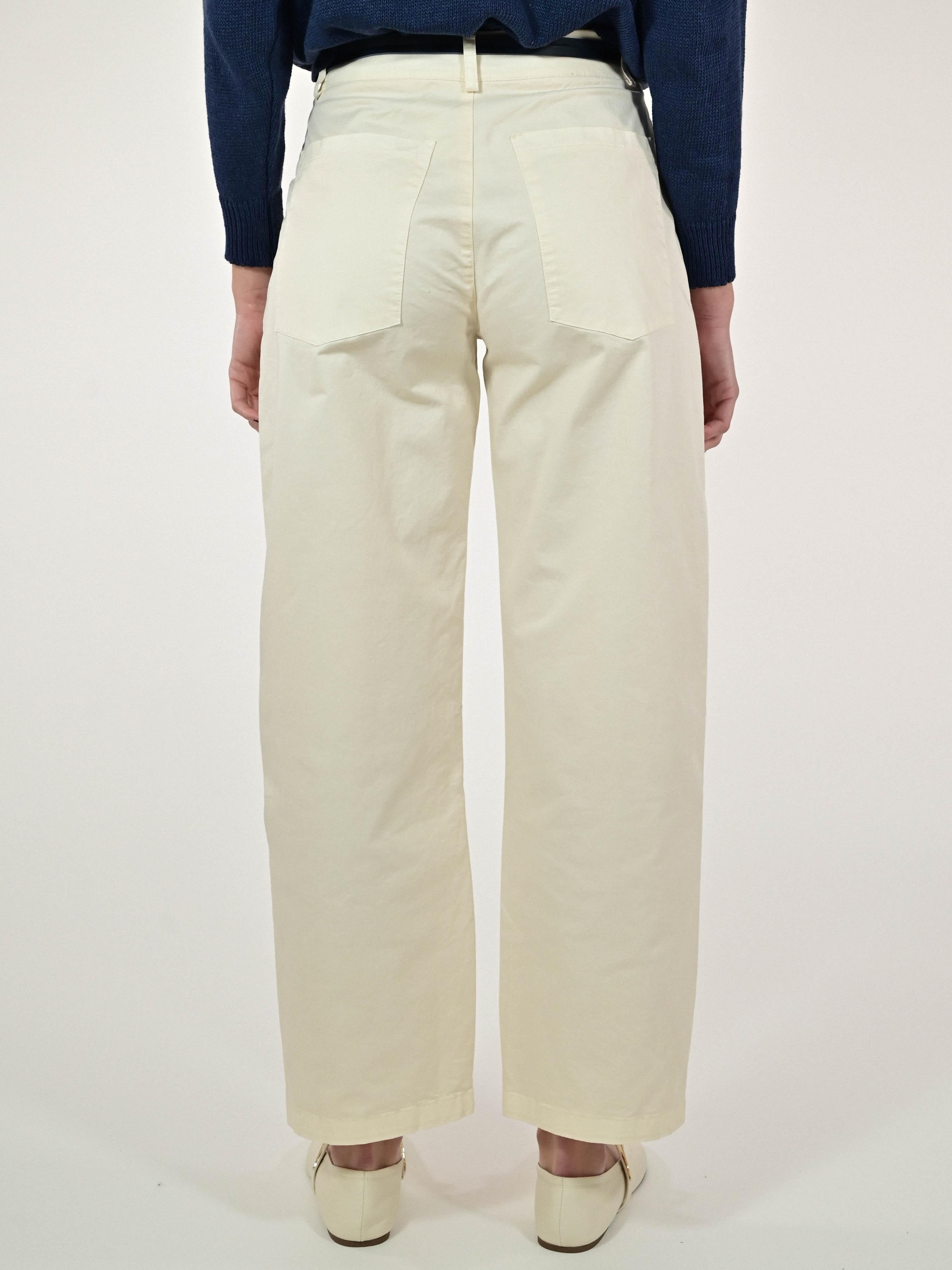 Pantalone largo bottoni cotone burro P1102321 BURRO LALTRA|STORIA 
