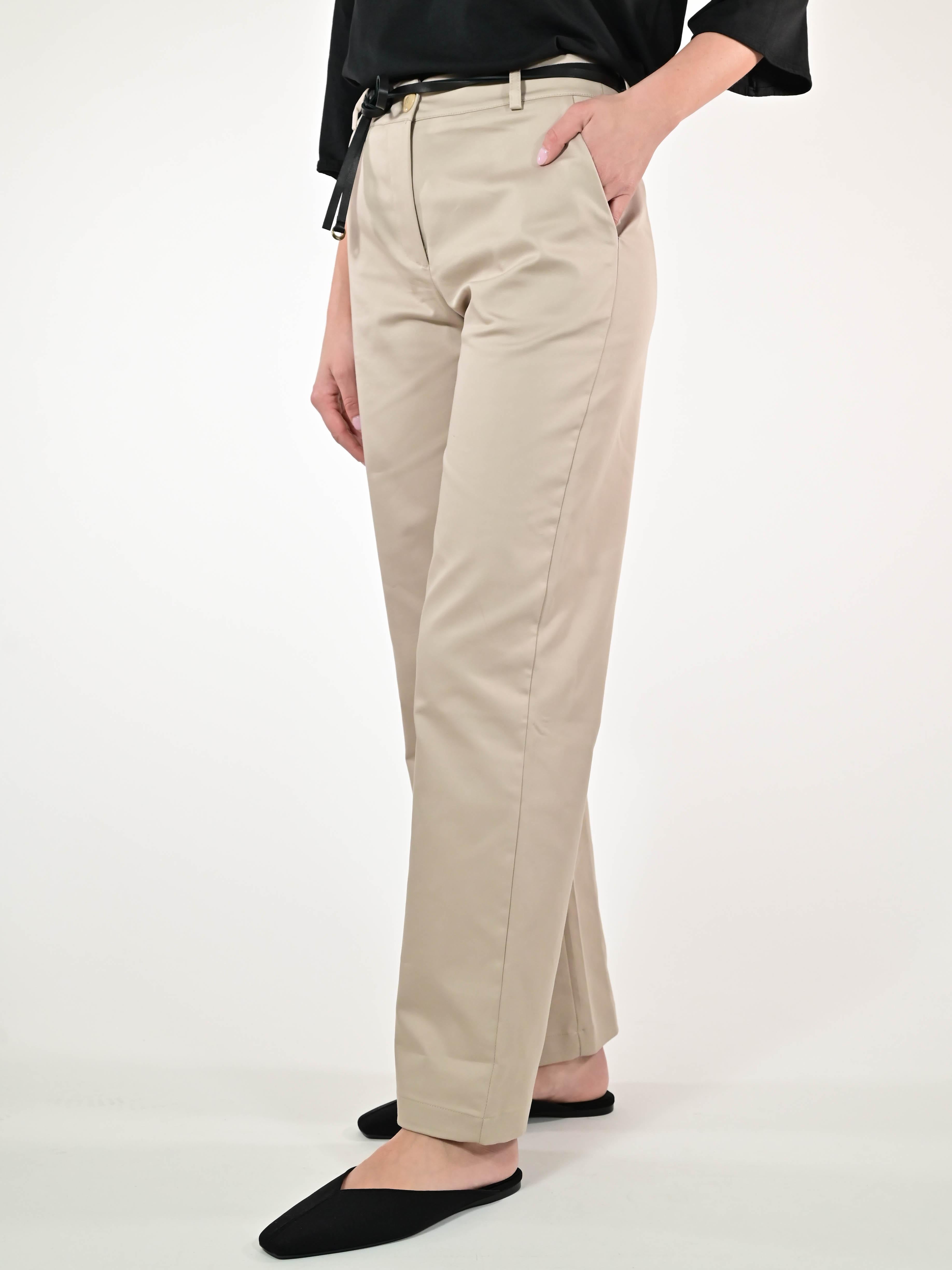 Pantalone gamba dritta in cotone beige P1100227 BEIGE LALTRA|STORIA 