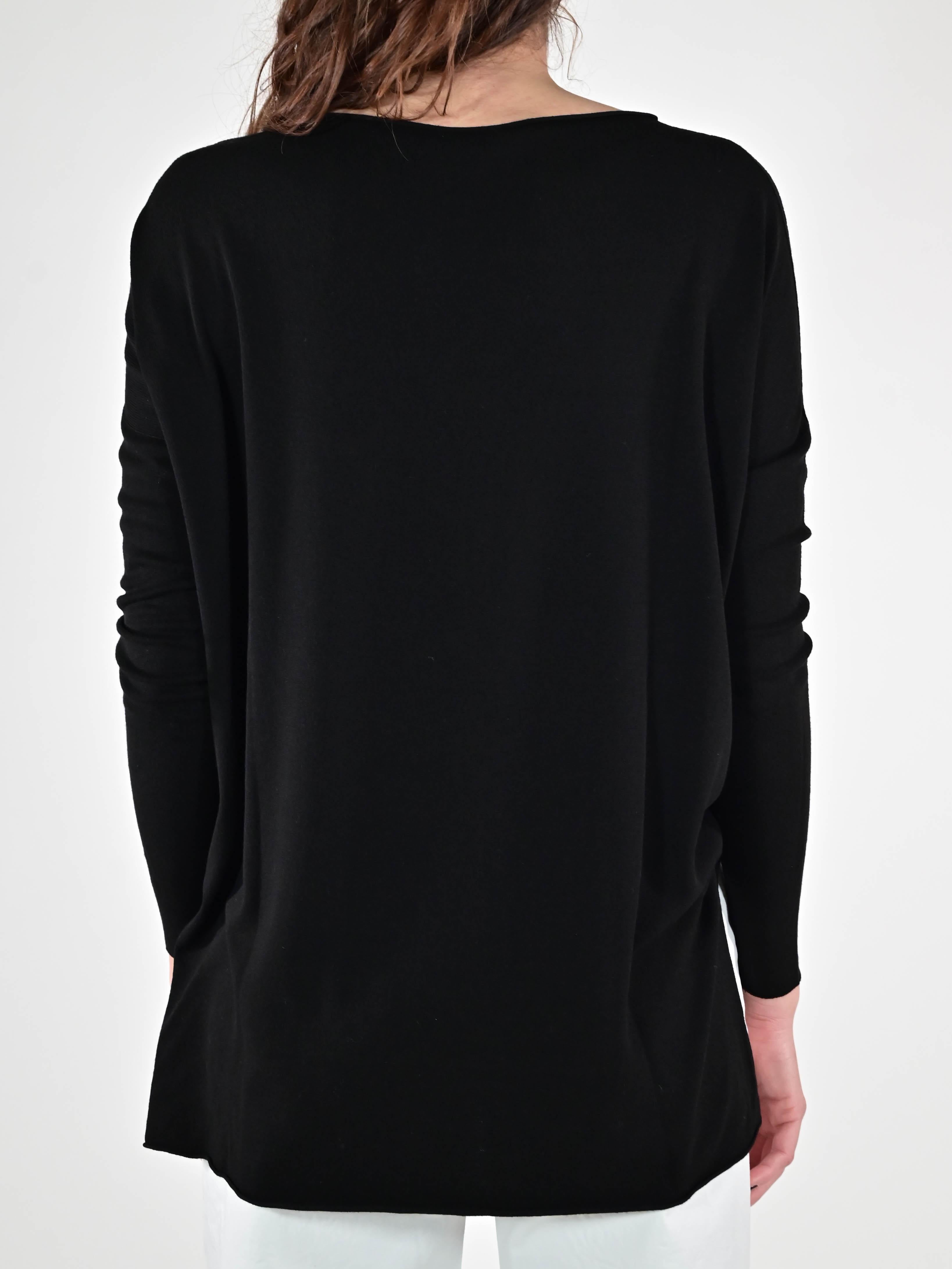 Maglia over scollo a barca in viscosa nera D93PE25VN5121 NERO LALTRA|STORIA 
