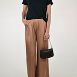 Pantalone palazzo raso viscosa mocha mou P1097224 MOCHA MOUSSE LALTRA|STORIA 