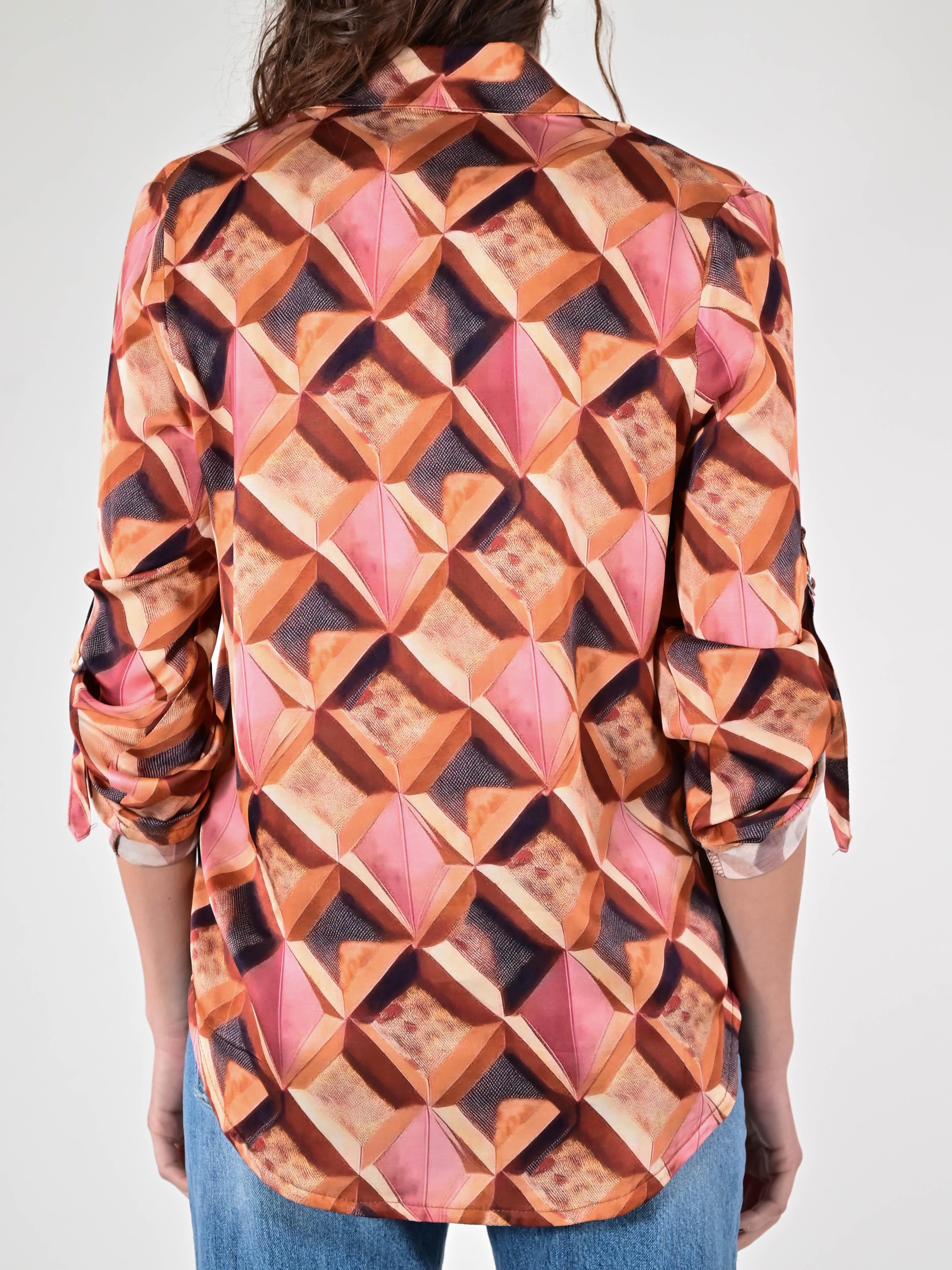 Camicia raso stampa viscosa C1097335 BLUSH LALTRA|STORIA 