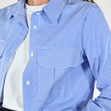 Camicia righe tasche cotone blu C5569-T182-BAS27 RIGA BLU LALTRA|STORIA 