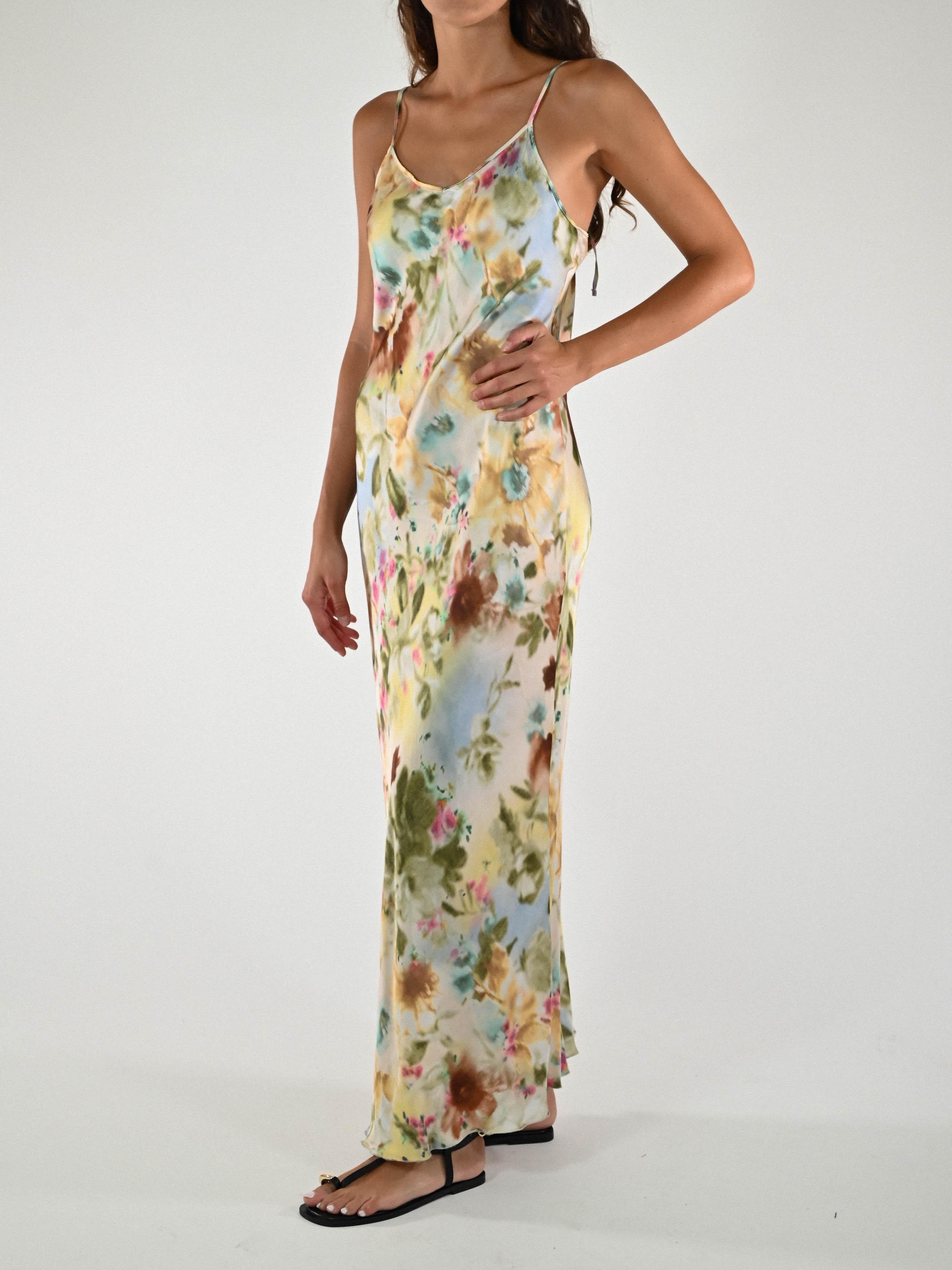 Abito lungo fantasia raso multicolor A1113533 MULTICOLOR LALTRA|STORIA 