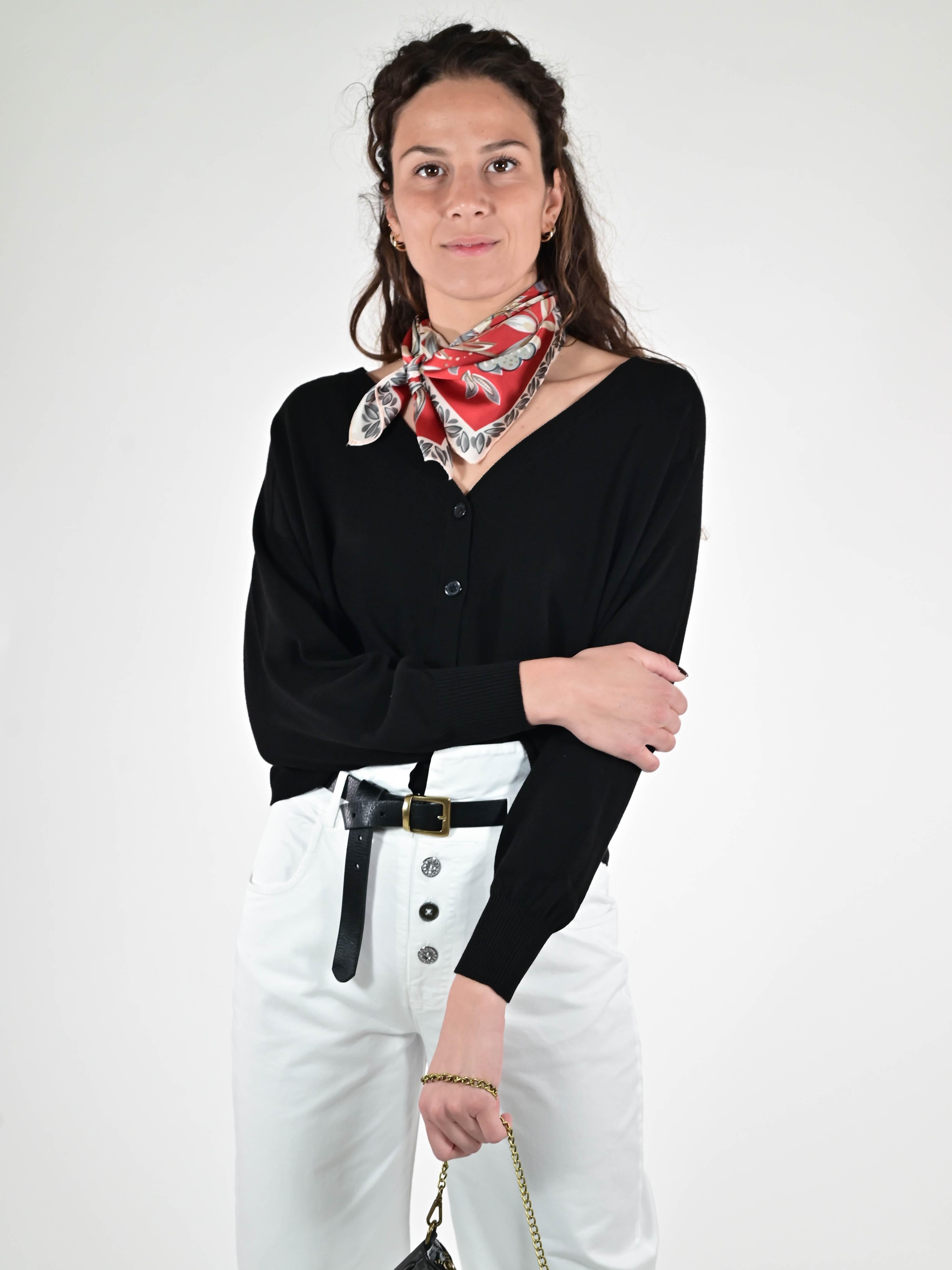 Cardigan bottoni viscosa nero D93VN5323 NERO LALTRA|STORIA 