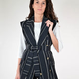 Gilet gessato cotone nero G1091152 NERO LALTRA|STORIA 