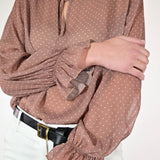 Camicia frappa pois viscosa mocha mou C1101531 MOCHA MOUSSE LALTRA|STORIA 